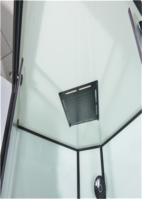Compartiments debout libres de douche de quart de cercle avec l'aluminium fixe de noir de panneau de verre trempé transparent