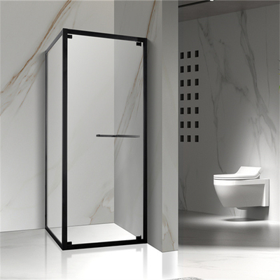 Porte pivotée carré 4 mm Cabine de douche en verre transparent trempé avec plateau acrylique blanc