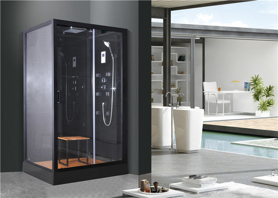 Cabines de douche de salle de bains, unités de douche de quart de cercle 1100 x 800 x 2250 millimètres d'aluminium de noir