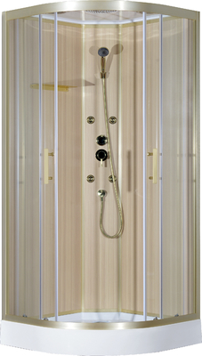 Cabine de douche avec le plateau acrylique blanc 900*900*2150cm   alumimium d'or