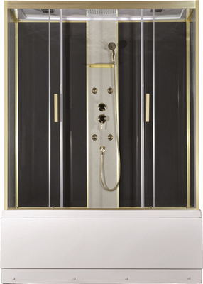 Cabine de douche avec le plateau acrylique blanc 170*85*2150cm   alumimium d'or, haut plateau