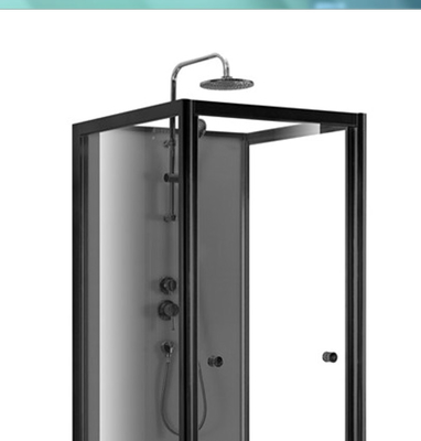 La place 4mm de porte de pivot a gâché la cabine en verre claire de douche avec le plateau acrylique noir