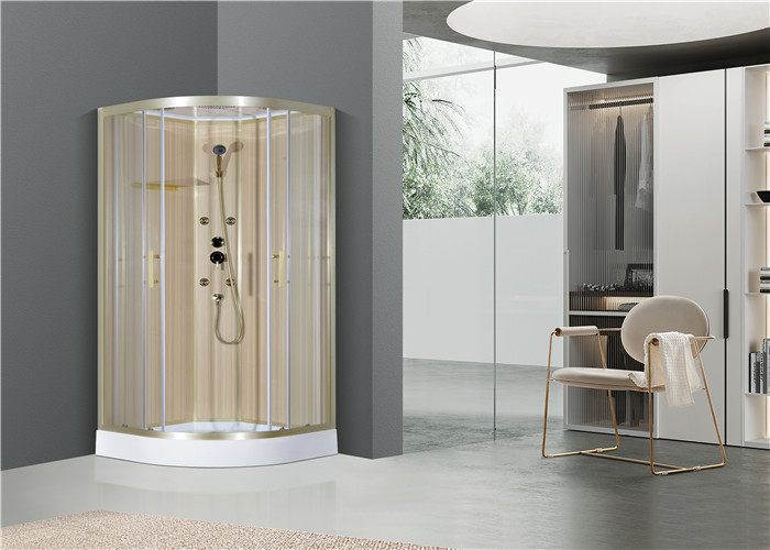 Cabine de douche avec le plateau acrylique blanc 900*900*2150cm   alumimium d'or
