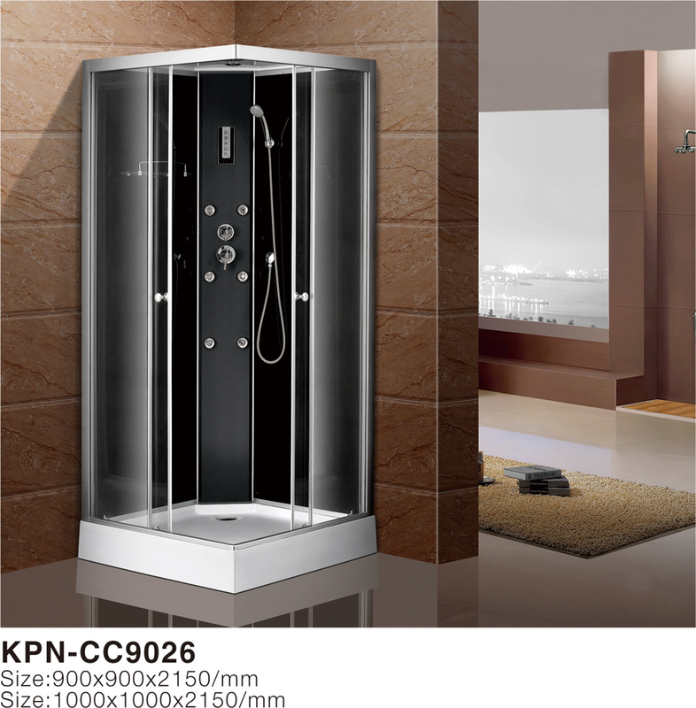 Cabine de douche avec plateau acrylique blanc 900x900x2150mm aluminium silice