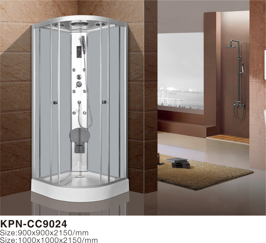 Cabine de douche avec plateau acrylique blanc en aluminium silice