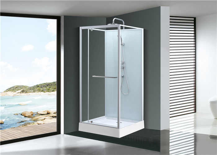 Porte de pivot de mode, stalles de douche faisantes le coin, cabine carrée de douche avec le plateau acrylique gris